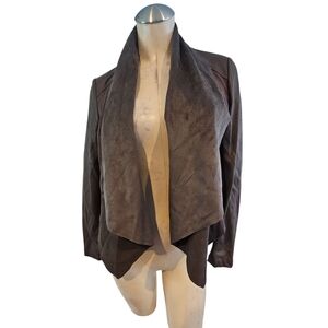 KUT From the Kloth Size XS Faux  Leather and Suede Open Drape Front Jacket